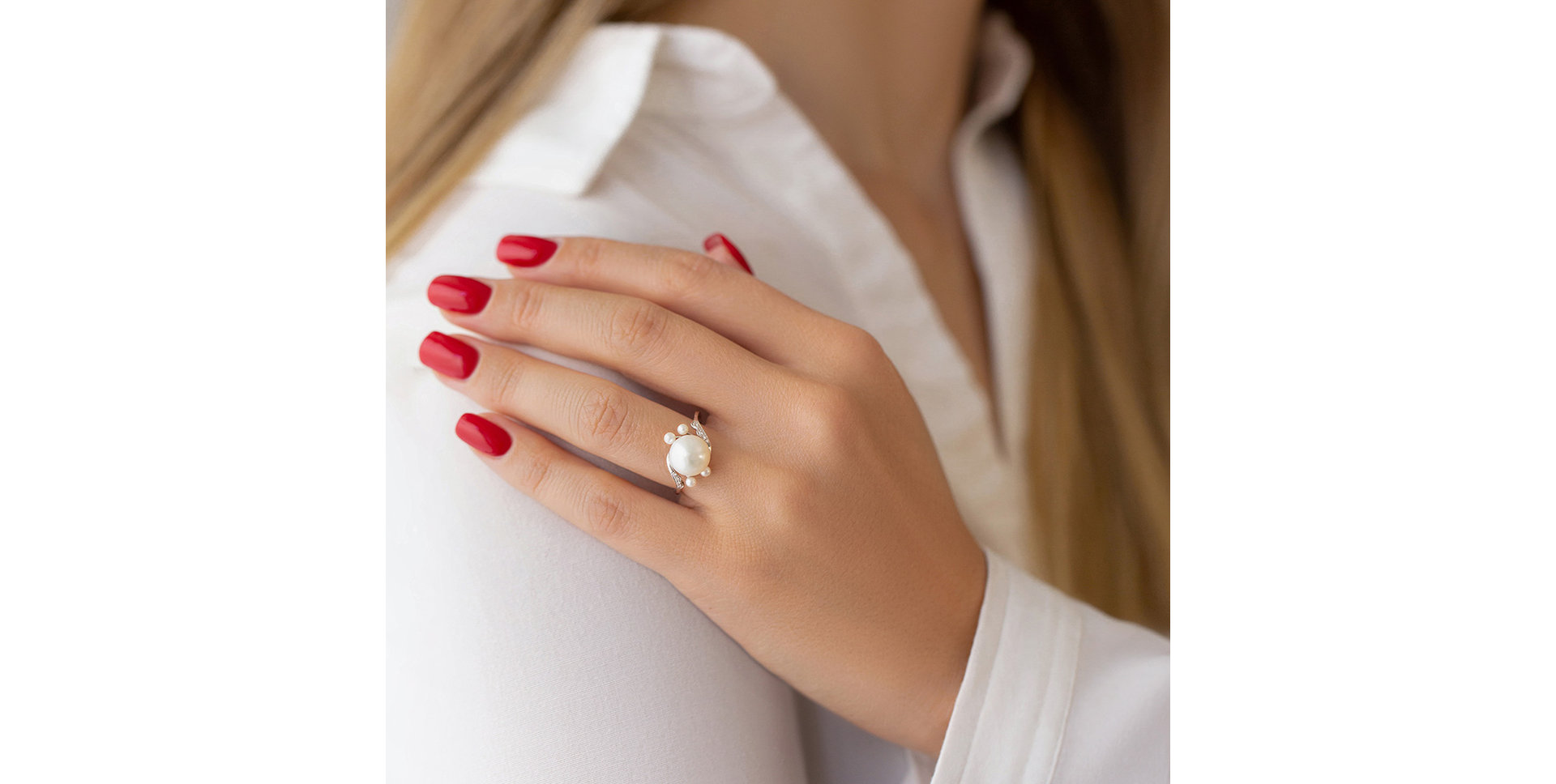 Prsten s perlou a diamanty Pearl Desire