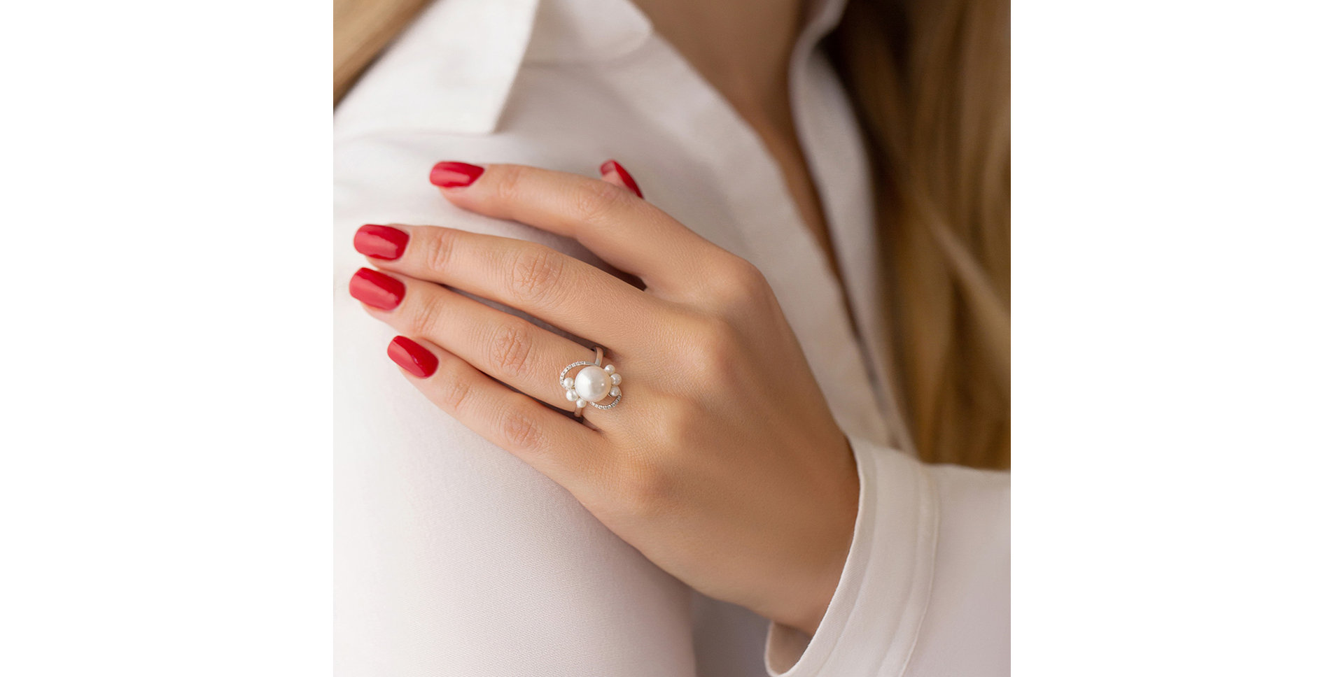 Prsten s perlami a diamanty Celestial Pearls