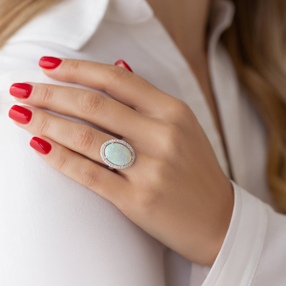 Prsten s opálem a diamanty Kacper