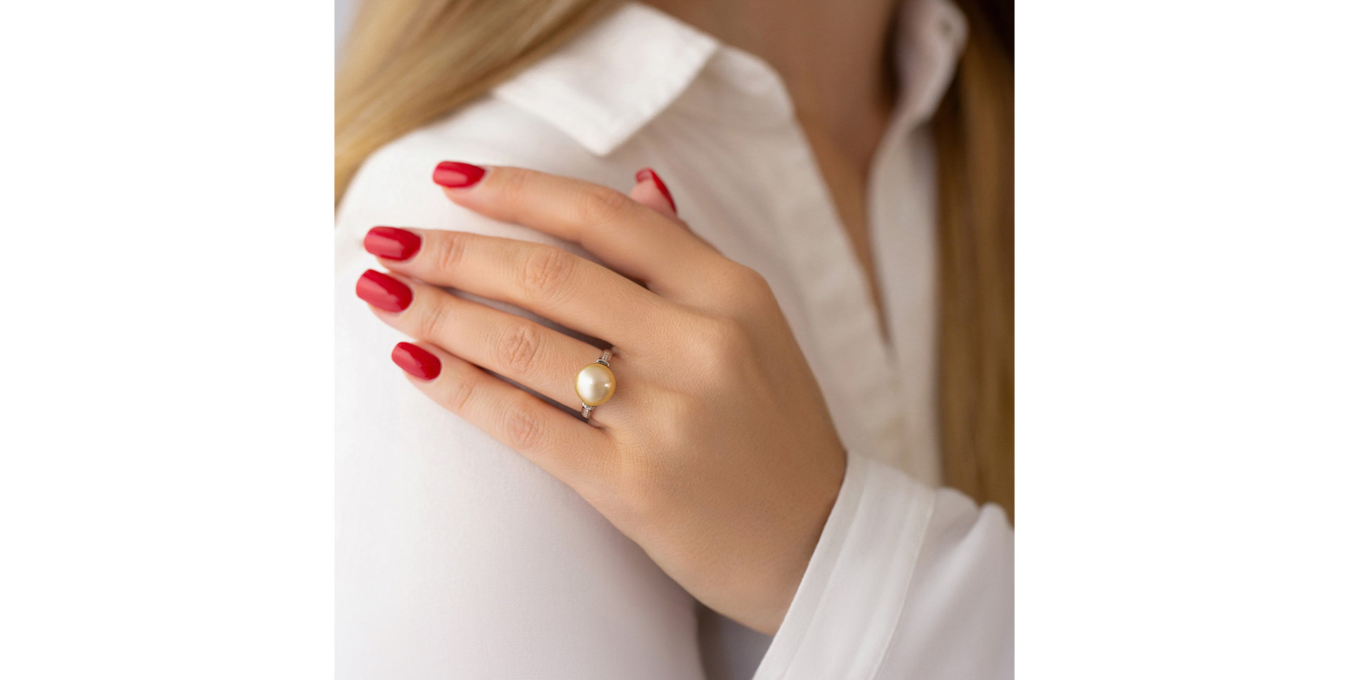 Prsten s perlou a diamanty Magic Spring