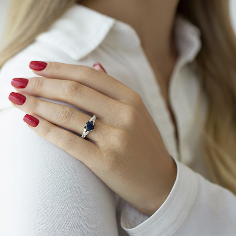 Prsten s safírem a diamanty Las Vegas Sky