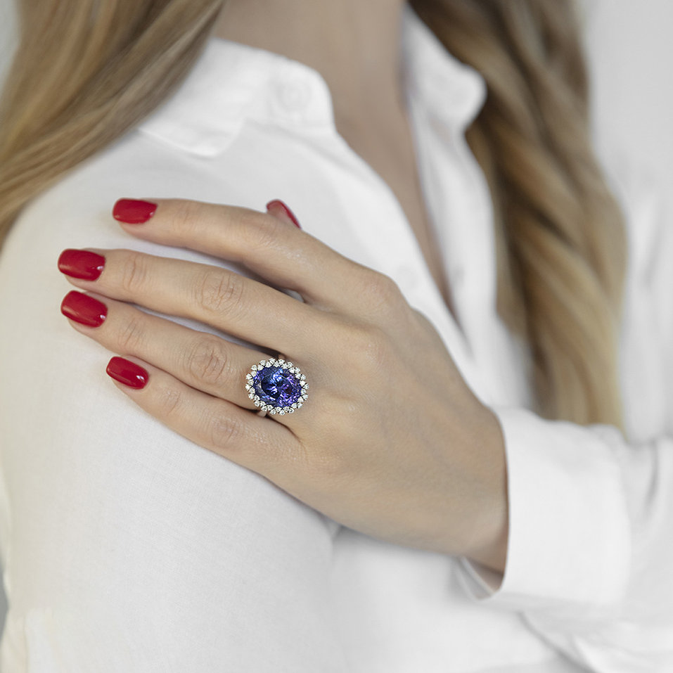 Prsten s tanzanitem a diamanty Eternal Sky