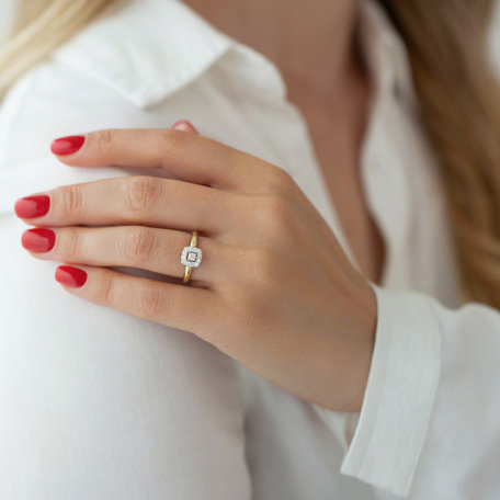 Prsten s bílými a hnědými diamanty Charming Space