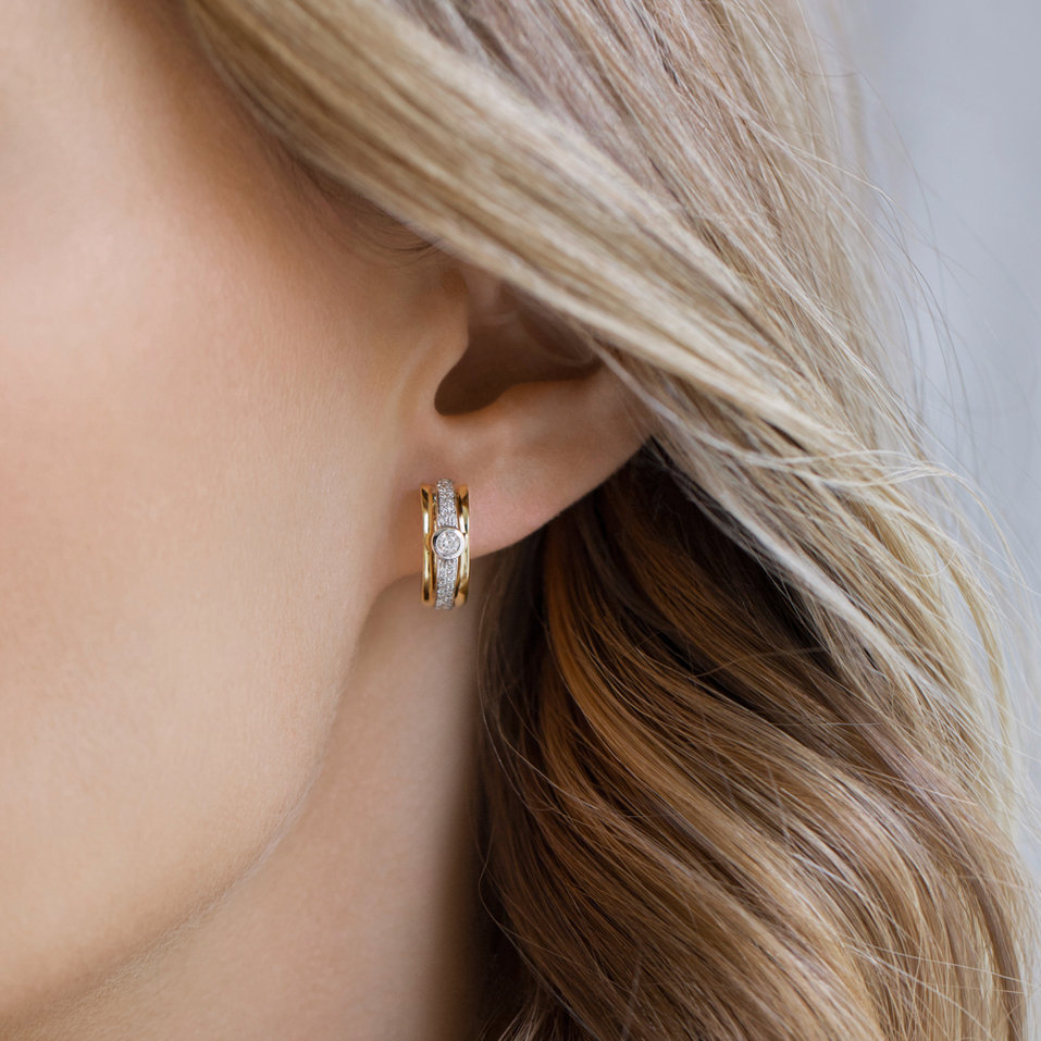 Náušnice s bílými a hnědými diamanty Fairytale Sparkle