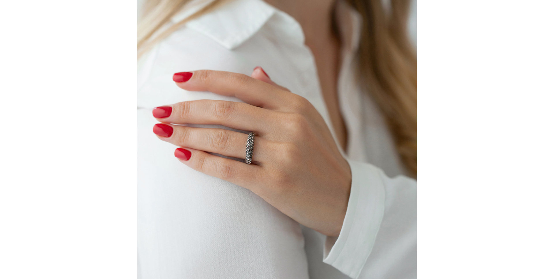 Prsten s černými diamanty Precious Touch