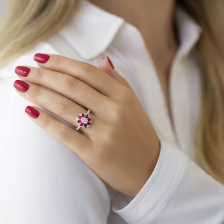 Prsten s diamanty a rubíny Eliana