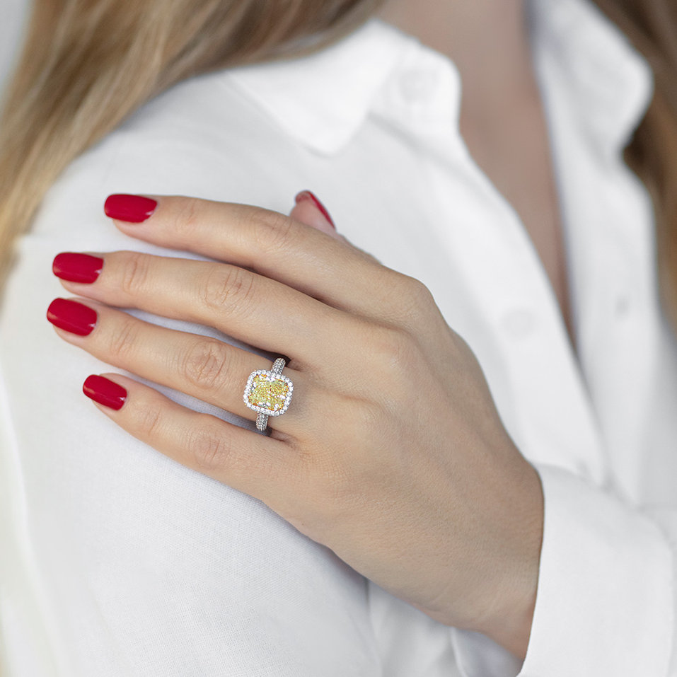 Prsten s bílými a žlutými diamanty Alchemy Gem