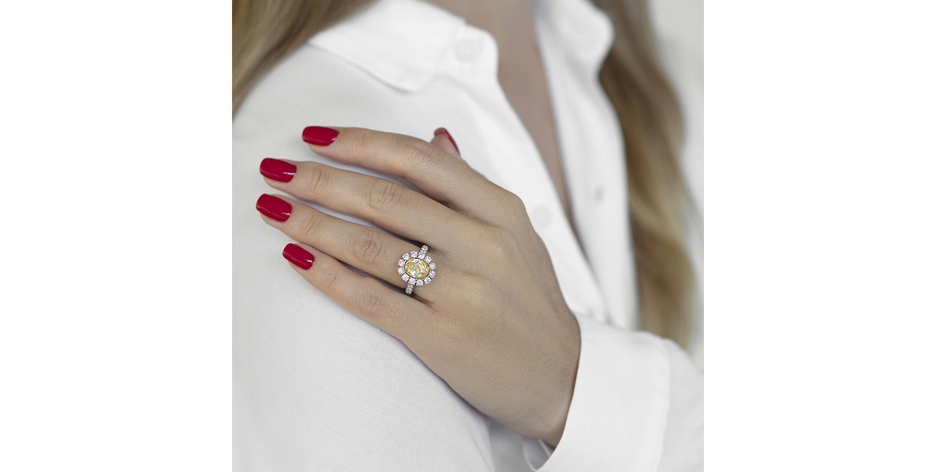 Prsten s žlutým diamantem a bílými diamanty Bright Sunrise