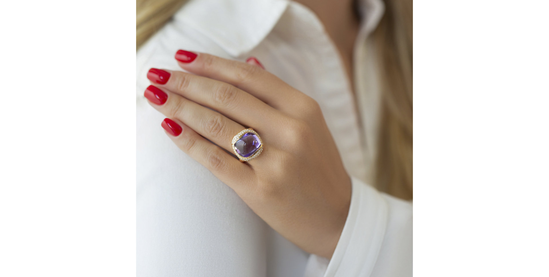 Prsten s ametystem a diamanty Duchess Treasure