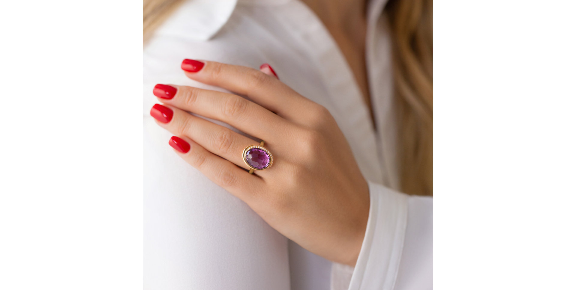 Prsten s ametystem a diamanty Power Stone