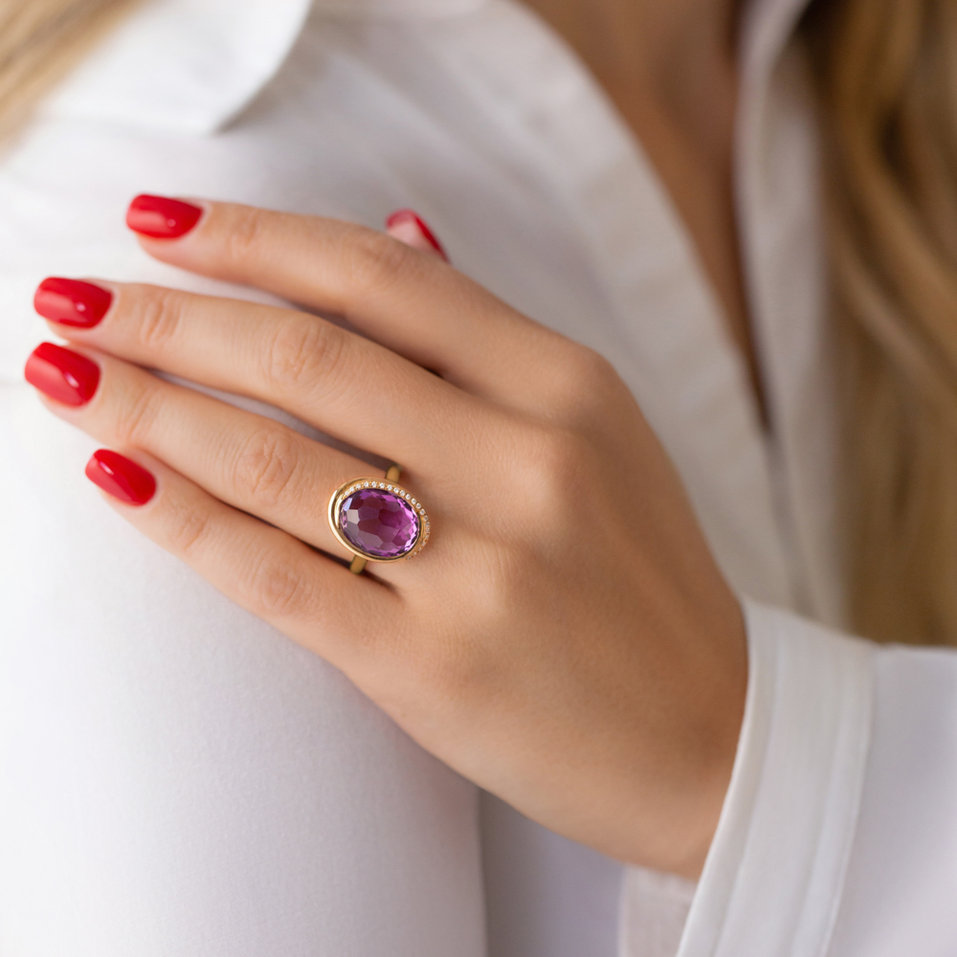 Prsten s ametystem a diamanty Power Stone