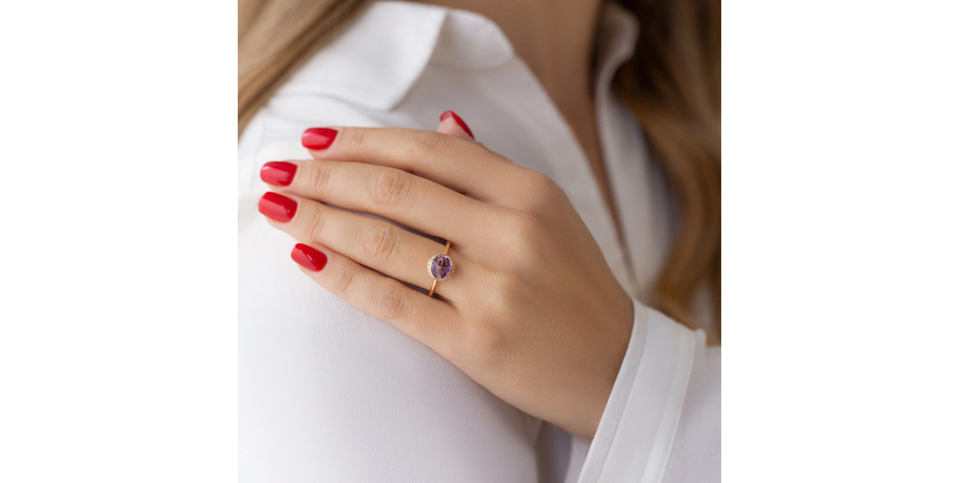 Prsten s ametystem a diamanty Daydreaming