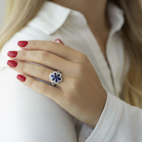 Prsten se safíry a diamanty Blue Devotion