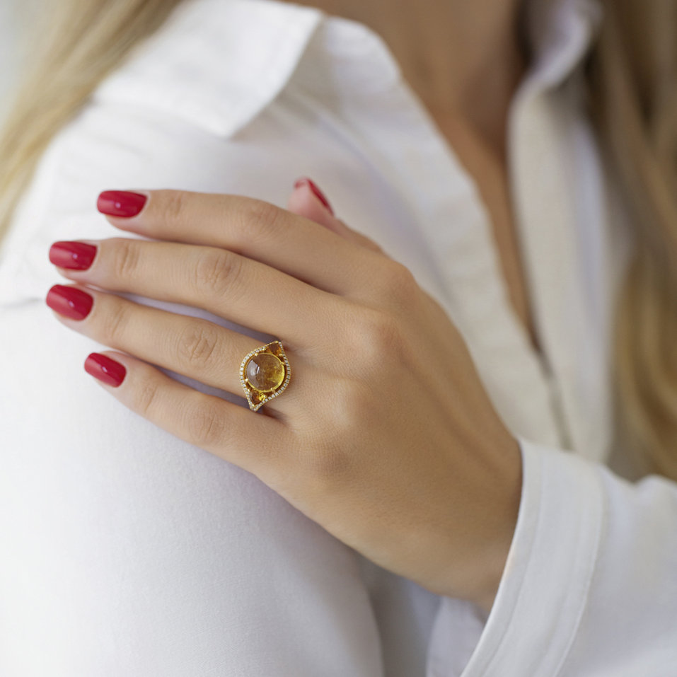 Prsten s turmalínem a diamanty Arabic Midnight