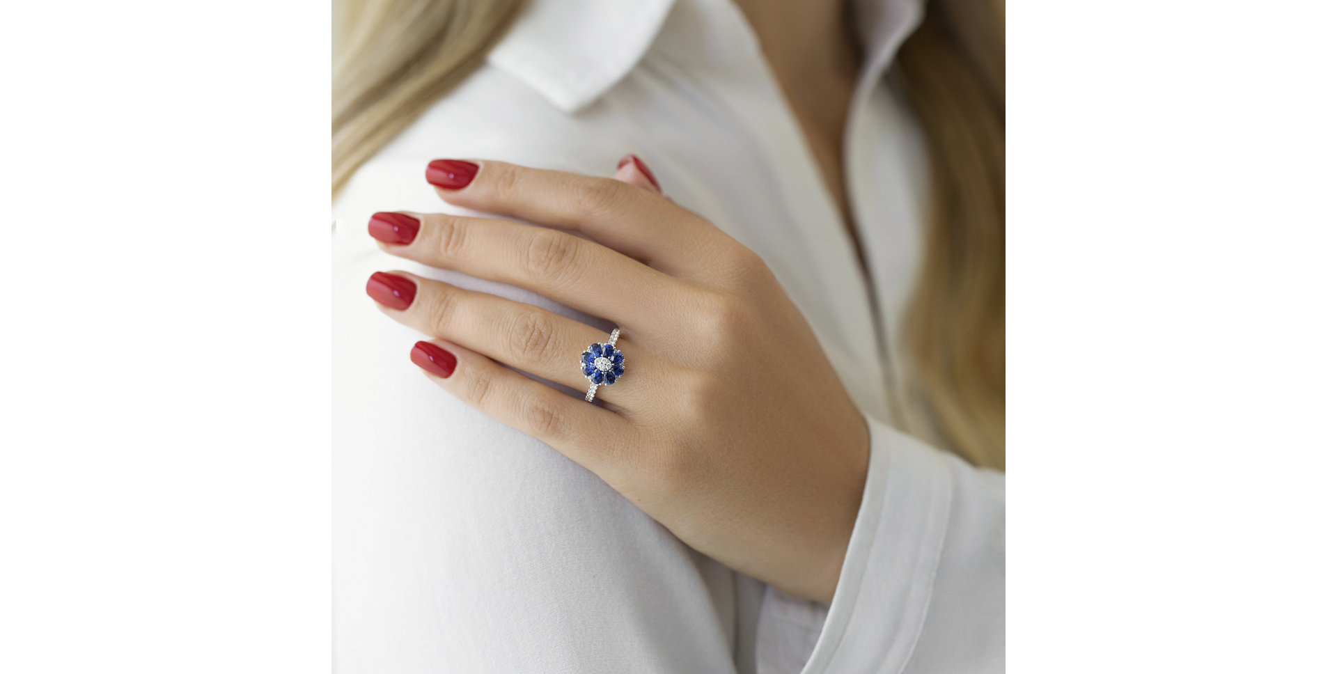 Prsten s diamanty a safíry Willow