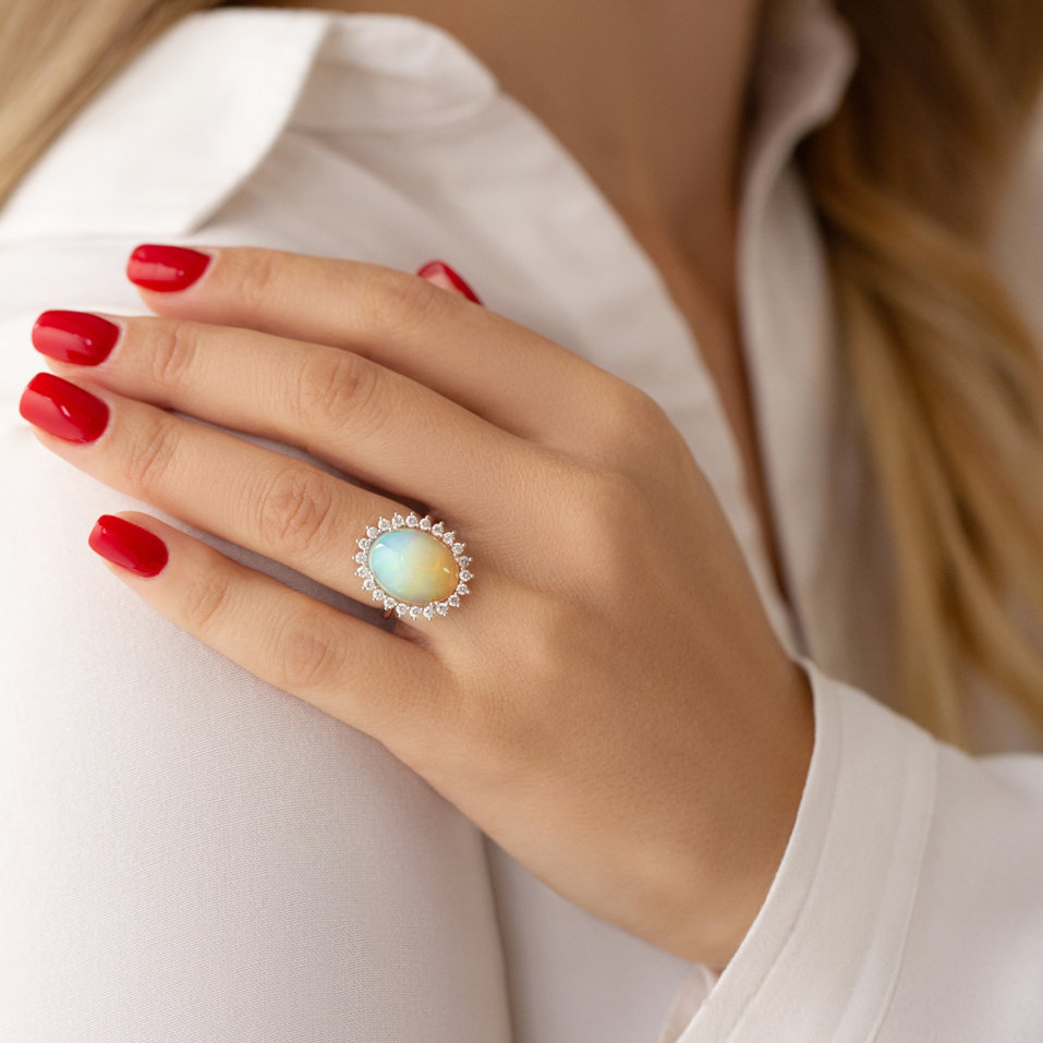 Prsten s opálem a diamanty Diamond Czarina