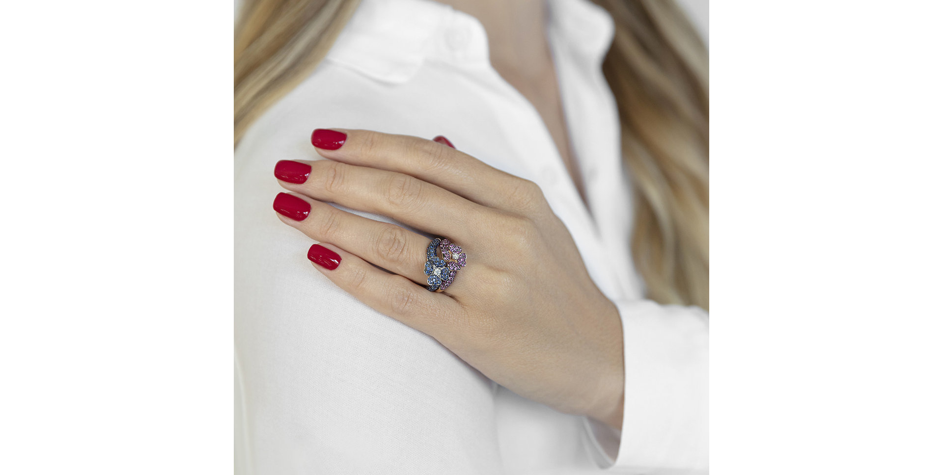 Prsten s diamanty a safíry True Tapestry