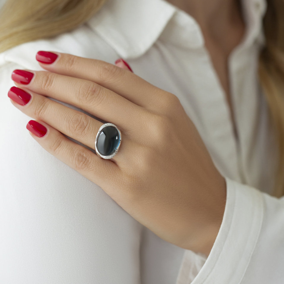 Prsten s měsíčním kamenem a diamanty Gem Miracle