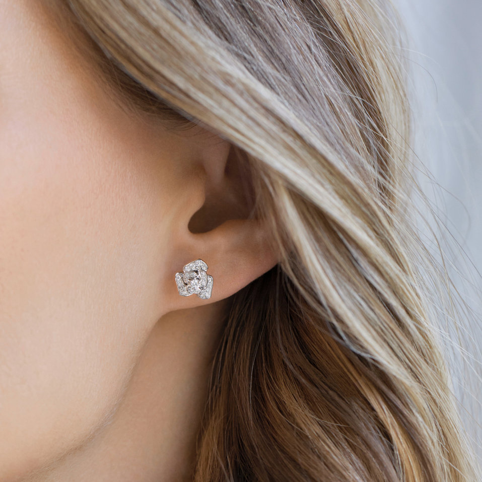 Náušnice s diamanty Diamond Flower