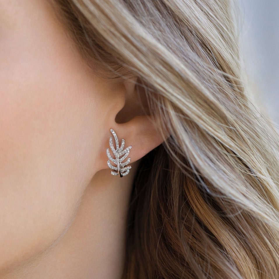 Náušnice s diamanty Feather Glory