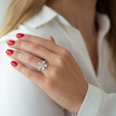 Prsten s hnědými diamanty Flower Caress