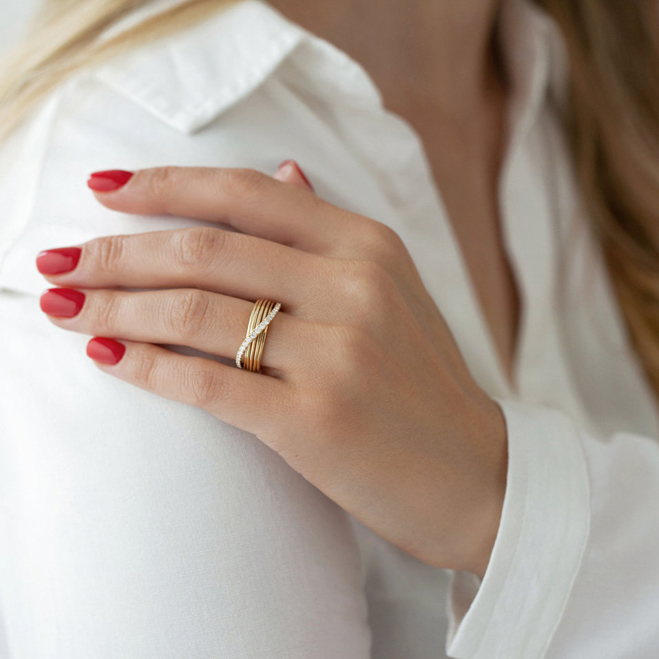 Prsten s hnědými diamanty Orion Ribbon