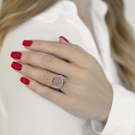 Prsten s diamanty, růženínem a safíry Secret Pomp