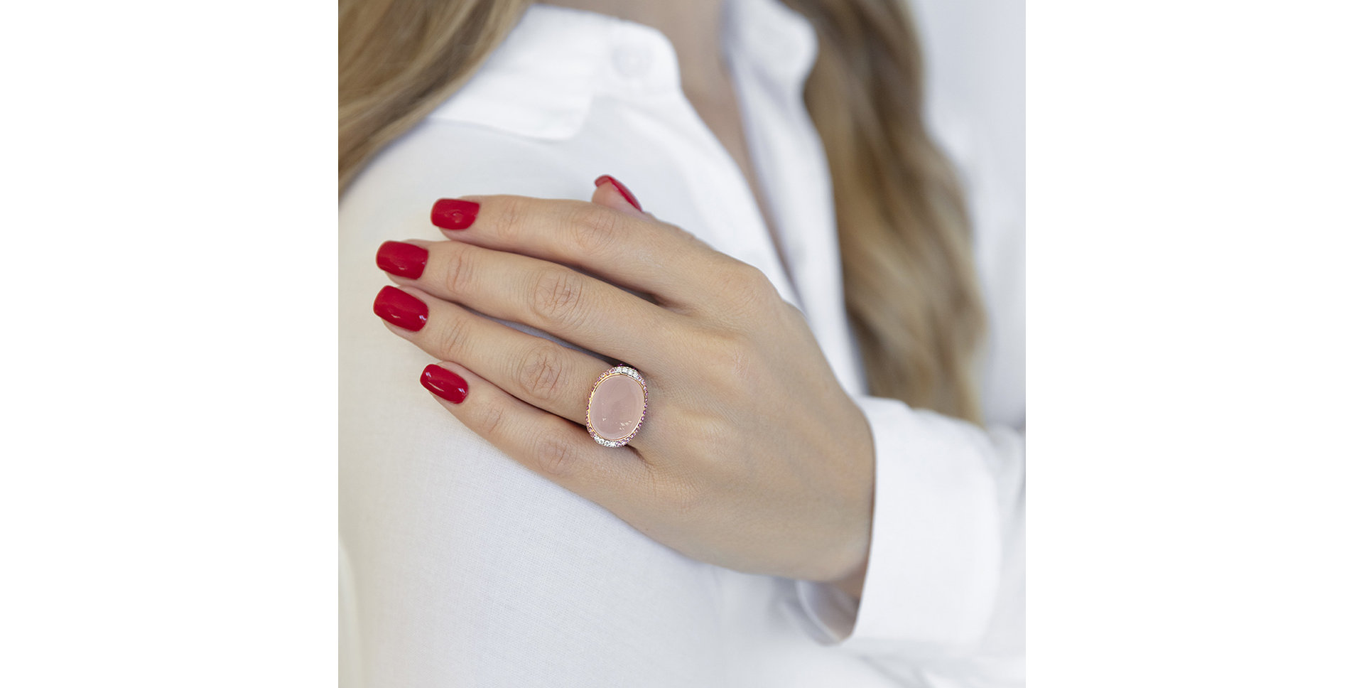 Prsten s chalcedonem, diamanty a safíry Magic Temptation