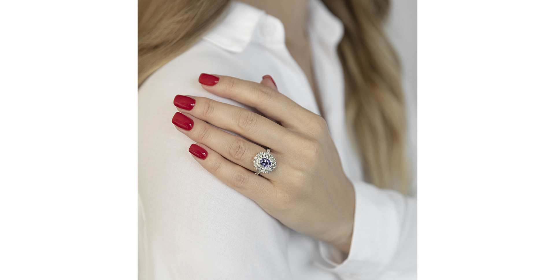 Prsten se safírem a diamanty Frozen Drop