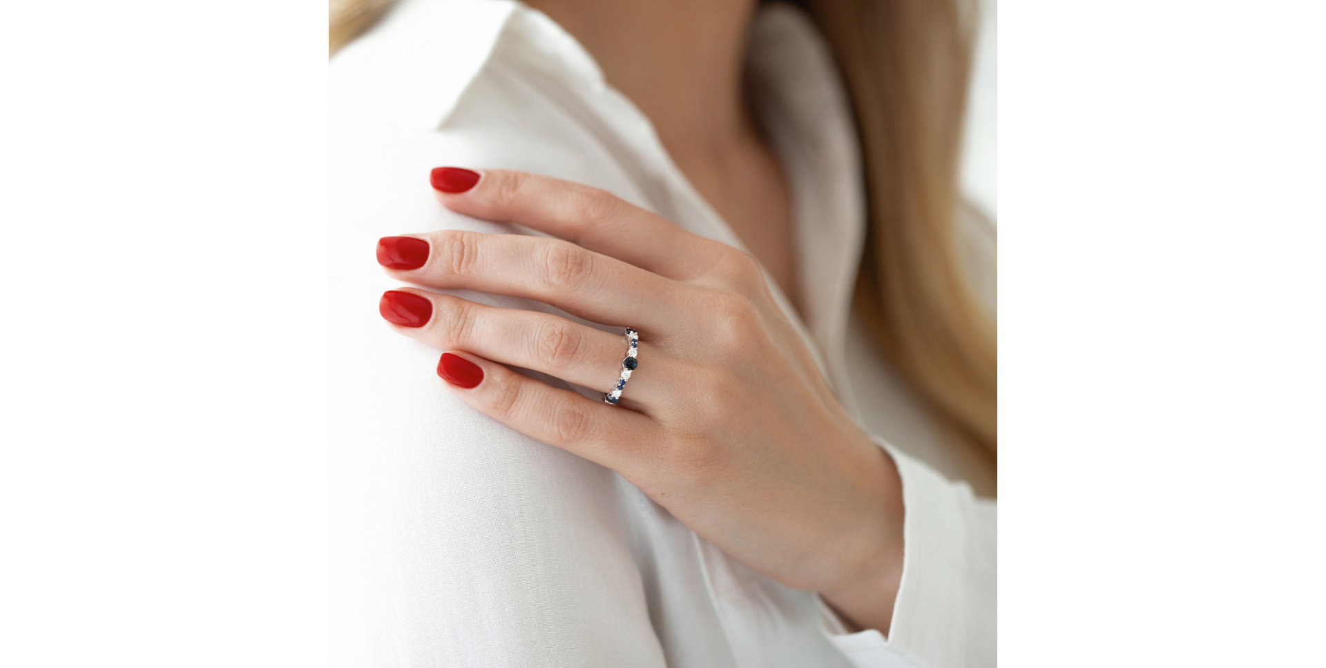 Prsten s diamanty a safíry Maddalena