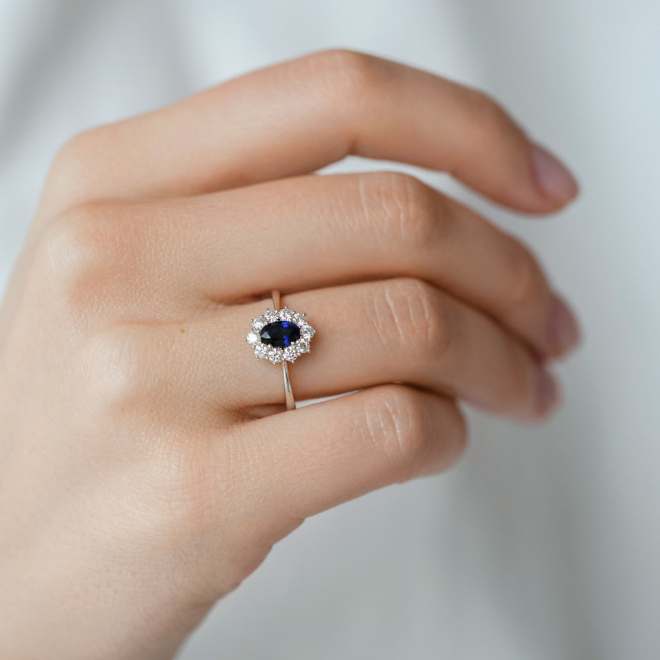 Prsten s safírem a diamanty Princess Joy