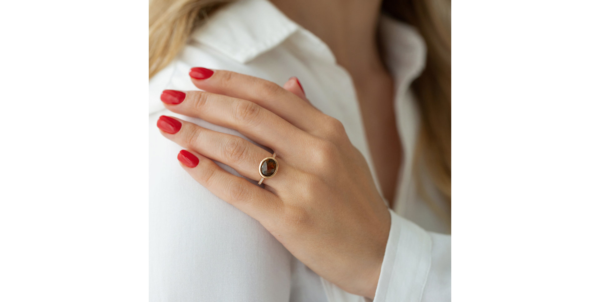 Prsten s quartzem a diamanty Hereafter