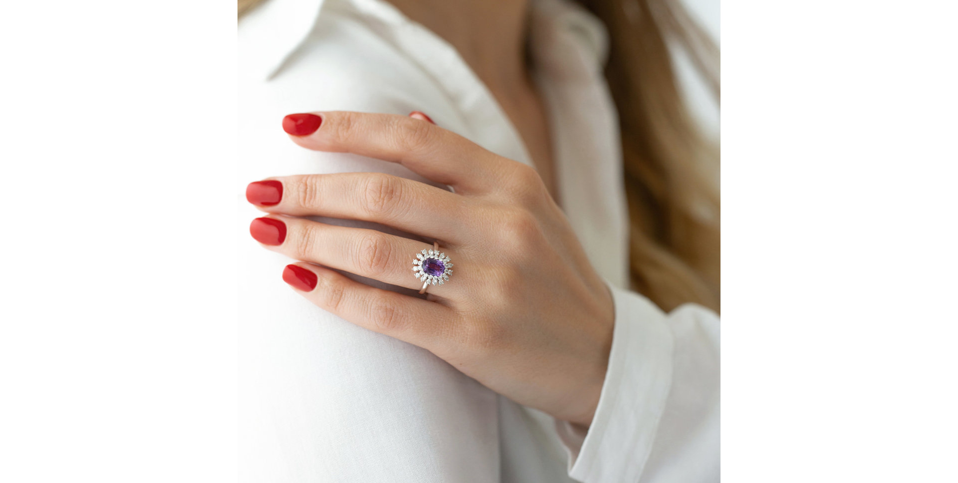 Prsten s safírem a diamanty Classy Impulse