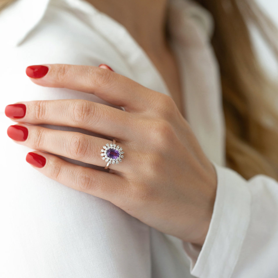 Prsten s safírem a diamanty Classy Impulse