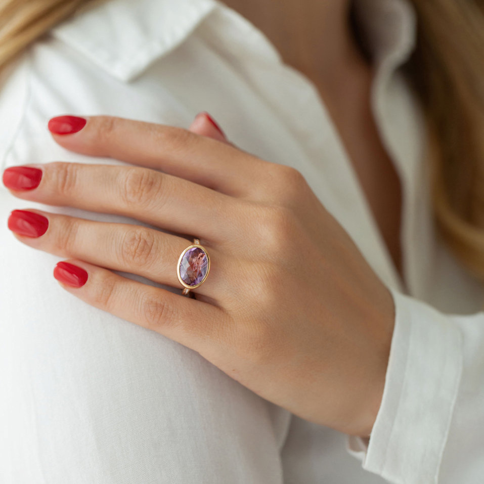 Prsten s ametystem a diamanty Hereafter