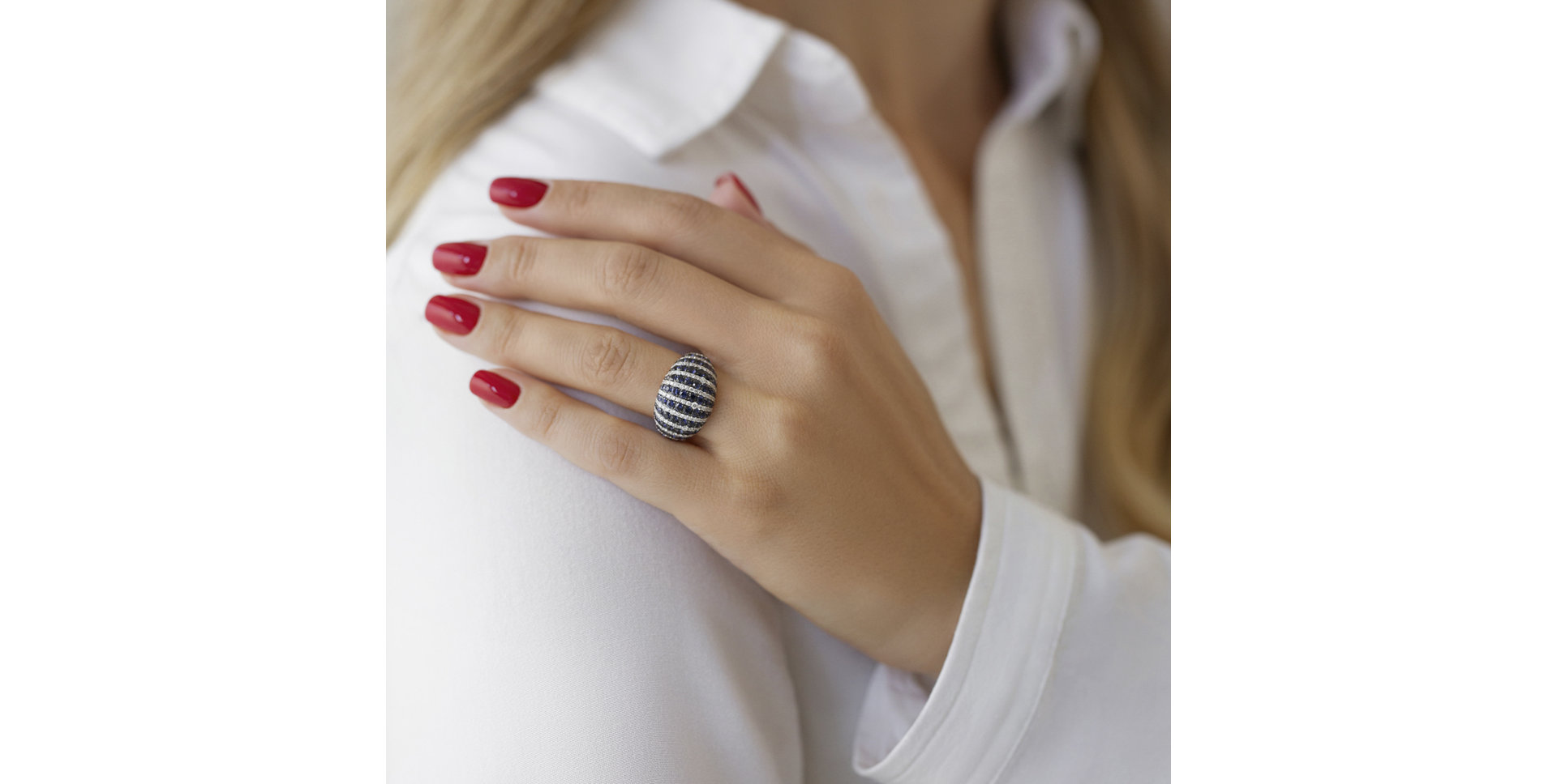 Prsten s diamanty a safíry Leon