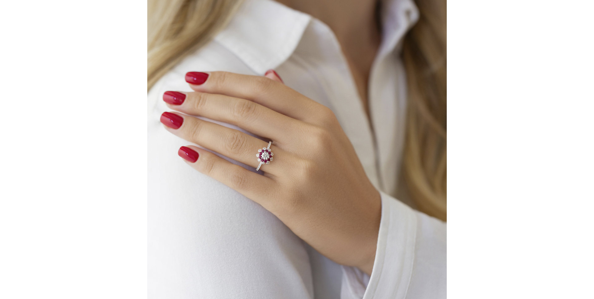 Prsten s diamanty a rubíny Adalynn