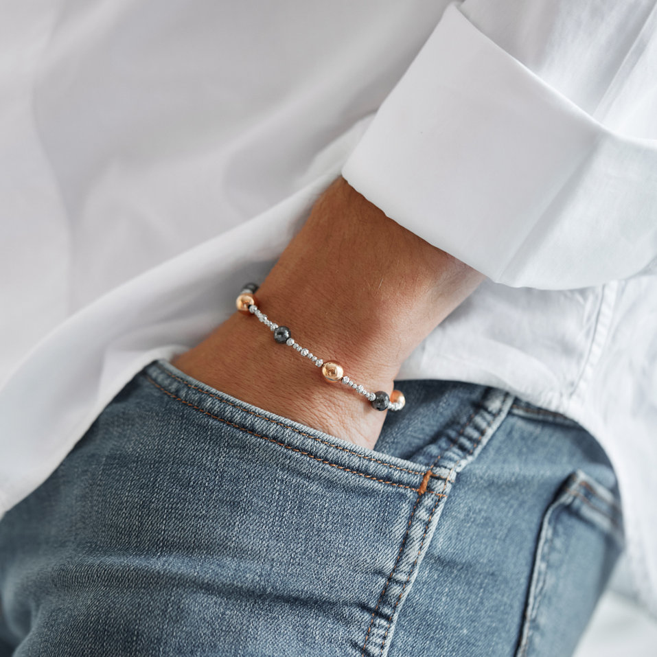 Náramek s černými a bílými diamanty Nathan