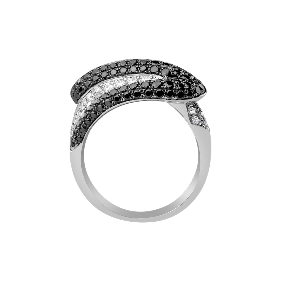 Prsten s černými a bílými diamanty Leah
