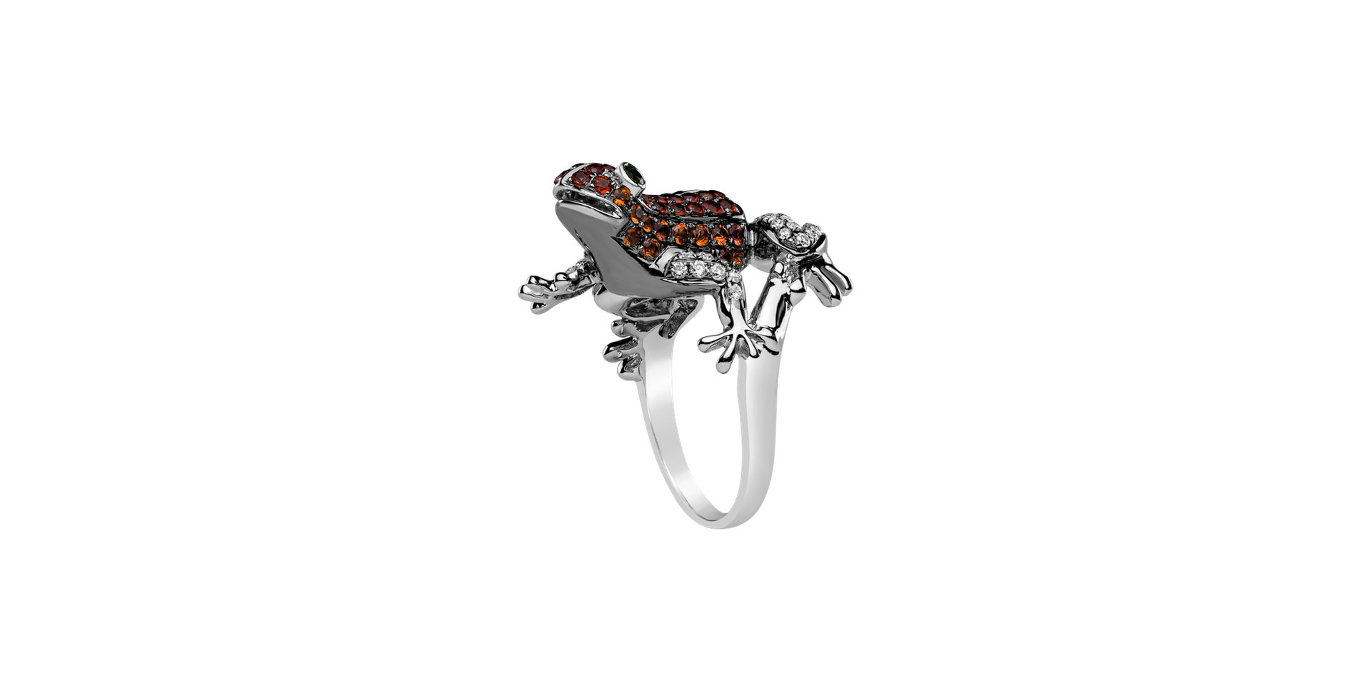 Prsten s diamanty, rubíny a granáty Miracle Frog