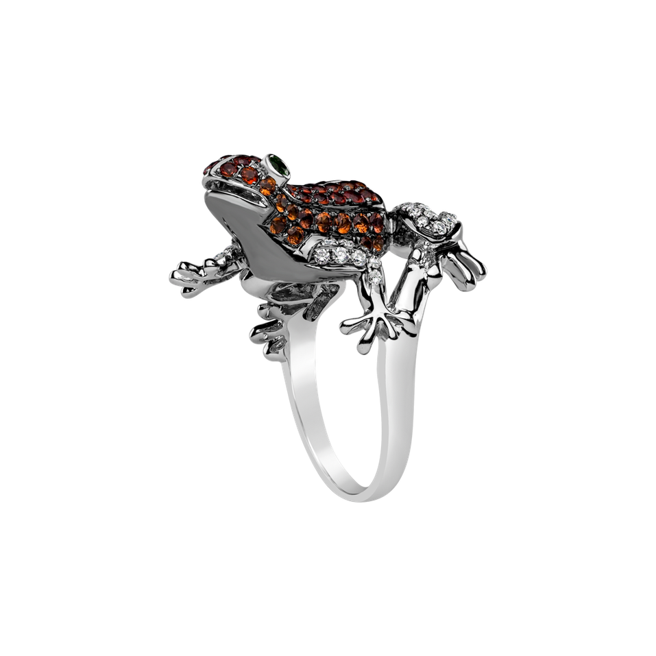 Prsten s diamanty, rubíny a granáty Miracle Frog
