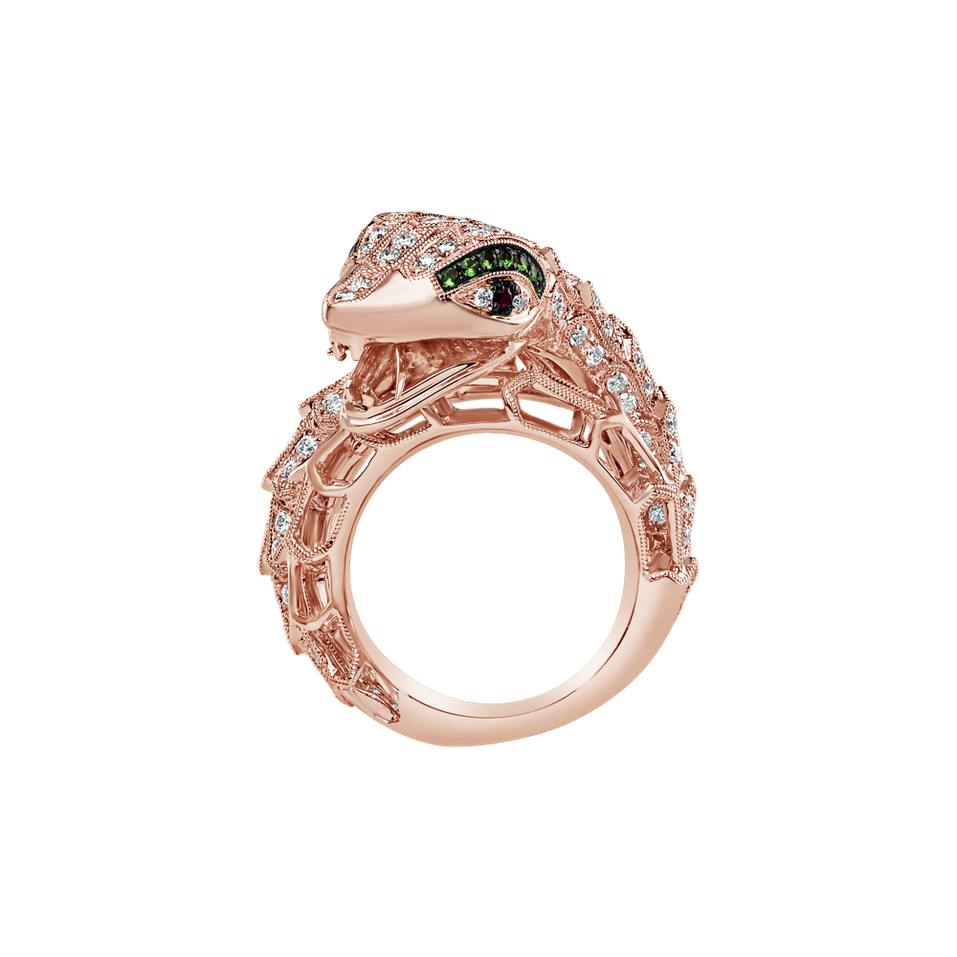 Prsten s diamanty, rubíny a granáty Star Viper