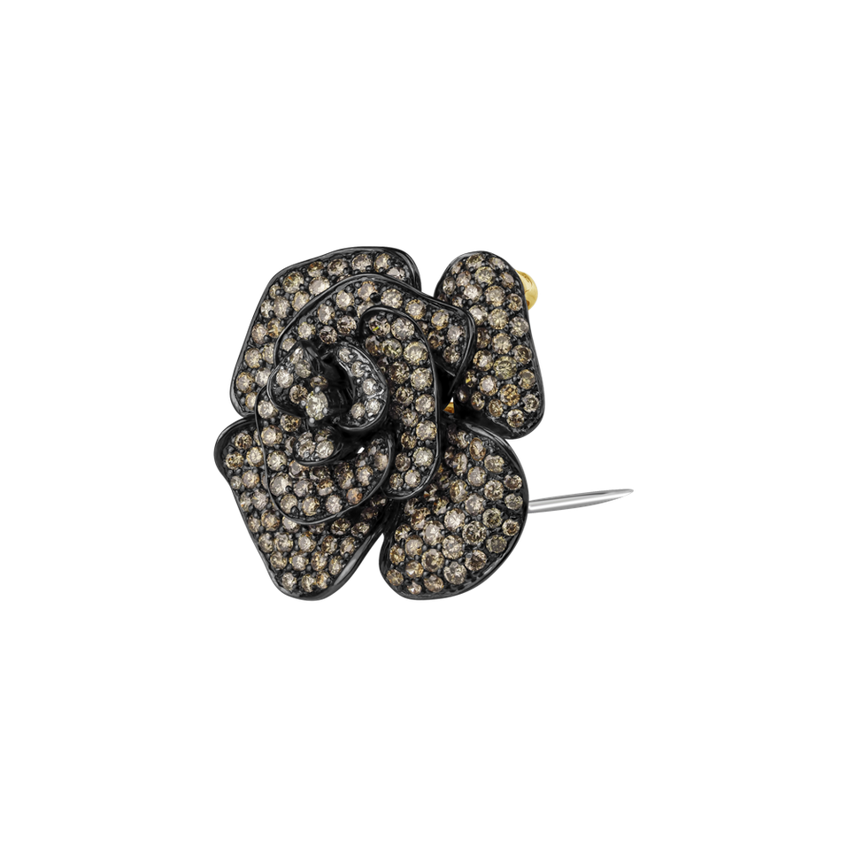 Prsten s bílými a hnědými diamanty Flower Highness