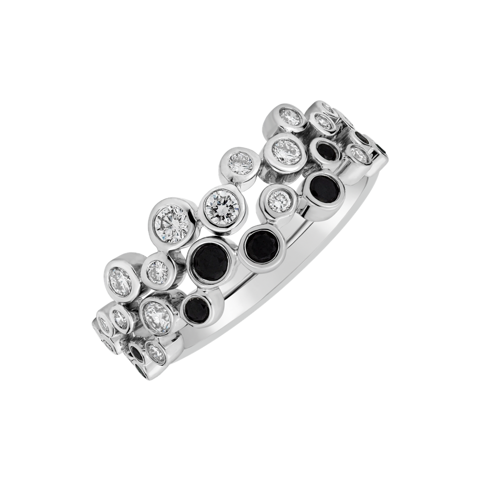 Prsten s černými a bílými diamanty Virgin Tears
