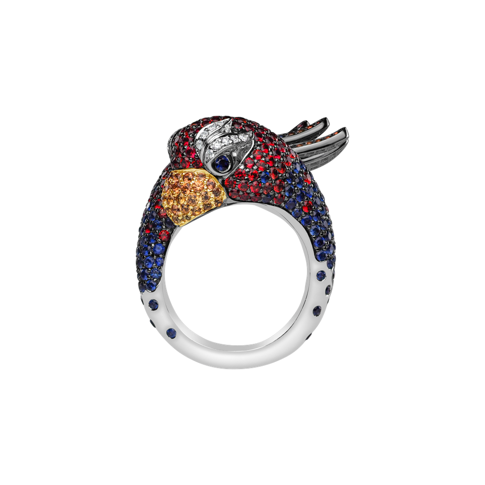 Prsten s diamanty a safíry Sparkling Blossom