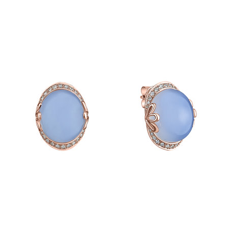 Náušnice s chalcedonem a diamanty Mystique