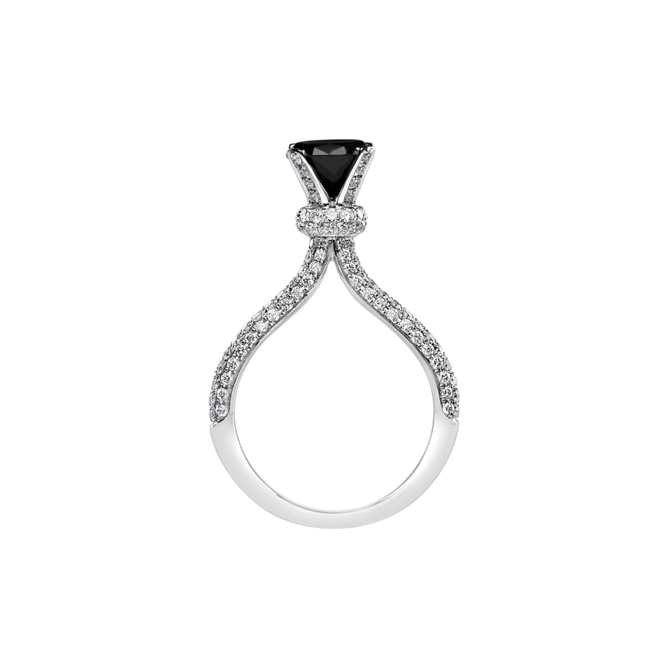 Prsten s černými a bílými diamanty Leandra
