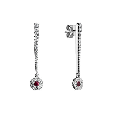 Náušnice s rubínem a diamanty Sparkling Exclamation