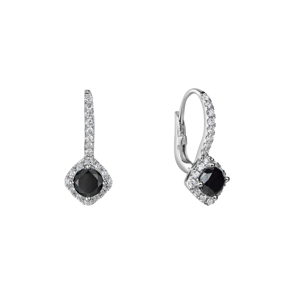 Náušnice s černými a bílými diamanty Black Soul