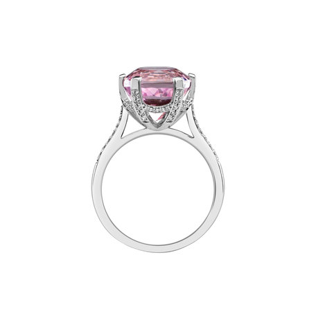 Prsten s kunzitem a diamanty Buddy